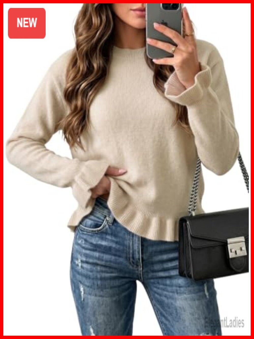 Womens Long Sleeve Pullover Sweater Lightweight Knit Top